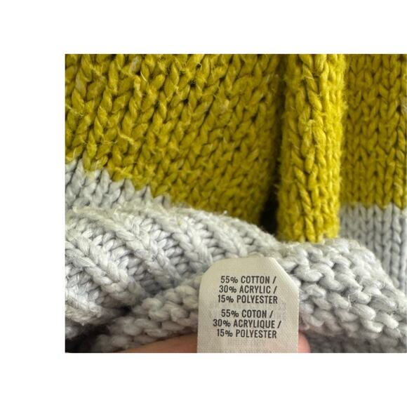 Aerie Gray & Mustard Yellow Colorblock Mock Neck Sweater | Size Large - Picture 5 of 5